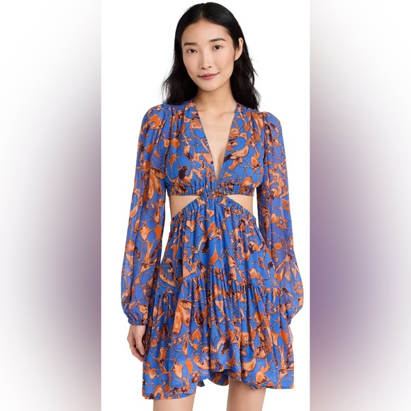 A.L.C. Silk Izzy Mini Blue Orange Dress - Picture 2 of 9